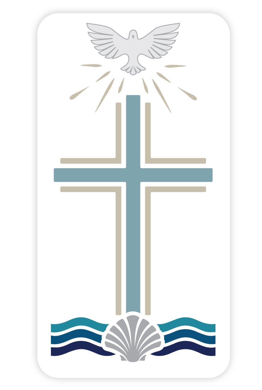 Candle Transfer Sticker - Blue Cross with Dove and Shell
