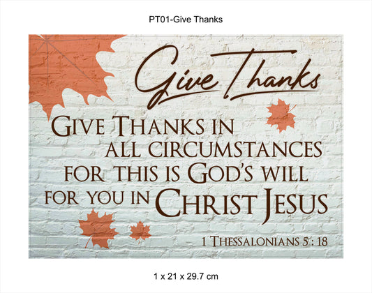 **Plaque Wood - Give Thanks... (A4)