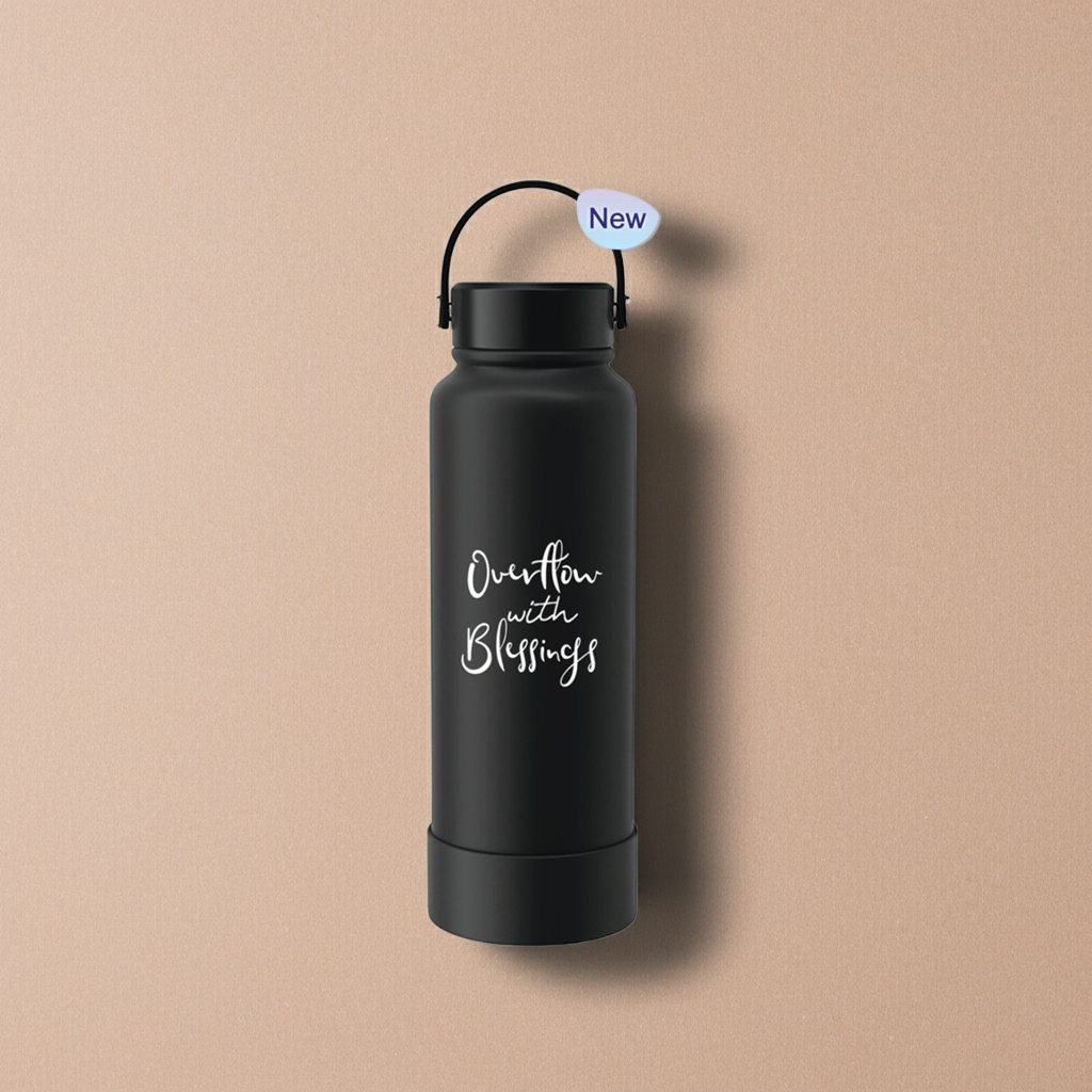 Tumbler Bottle Black 1150ml - Overflow with Blessings