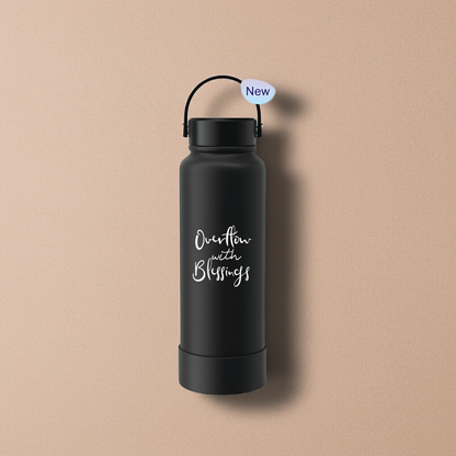 Tumbler Bottle Black 1150ml - Overflow with Blessings