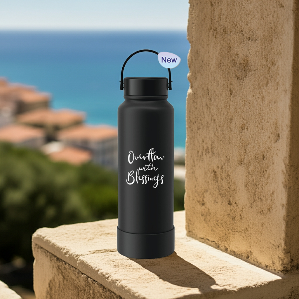 Tumbler Bottle Black 1150ml - Overflow with Blessings