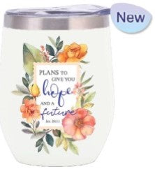 Tumbler Mug St/Steel 360ml - Hope and a Future - Creamy White