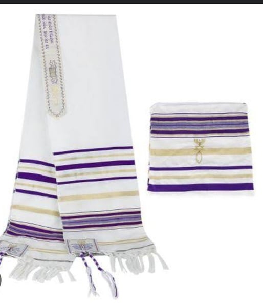 Prayer Shawl (Tallit) Purple/White 72x22 inch