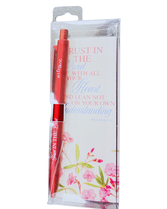 Gel Pen with Bookmark Burgundy - Trust in the Lord