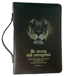Bible Cover Black - Be Strong and Courageous (XL)