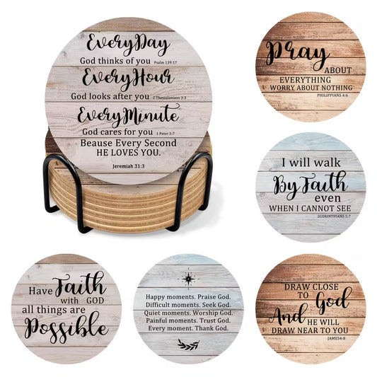 Coasters Have Faith - set of 6 wooden