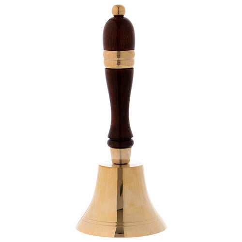 Gold plated brass altar bell with wood handle