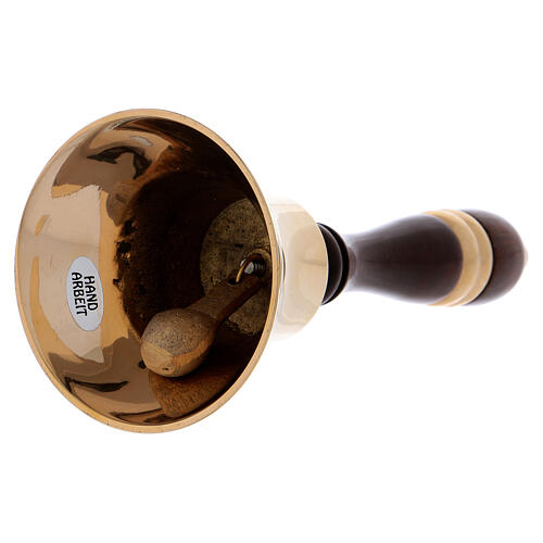 Gold plated brass altar bell with wood handle