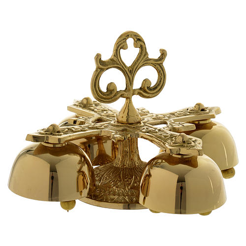Liturgical bell with 4 sounds in gold-plated brass