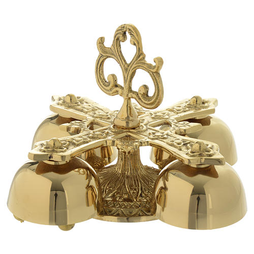 Liturgical bell with 4 sounds in gold-plated brass