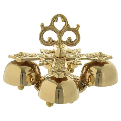 Liturgical bell with 4 sounds in gold-plated brass