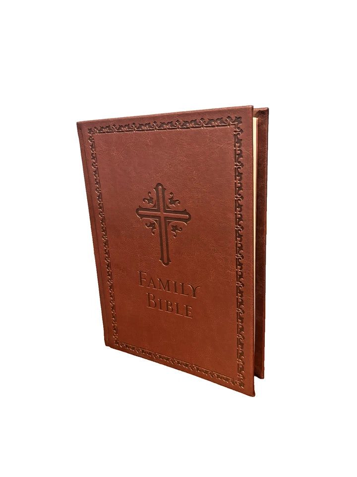 **NKJV Burgundy Holy Family Bible Leathersoft Embossed 9.5 pt. type