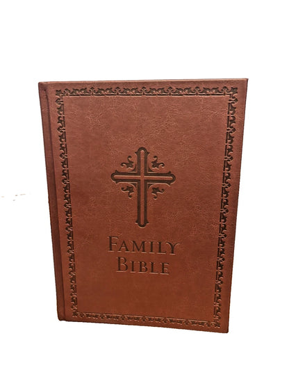 **NKJV Burgundy Holy Family Bible Leathersoft Embossed 9.5 pt. type