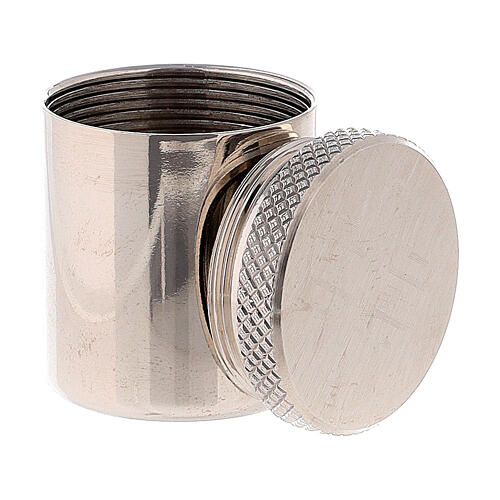 Single holy oil container brass colored silver 3 cm
